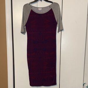 LulaRoe Gray and Purple Midi Dress